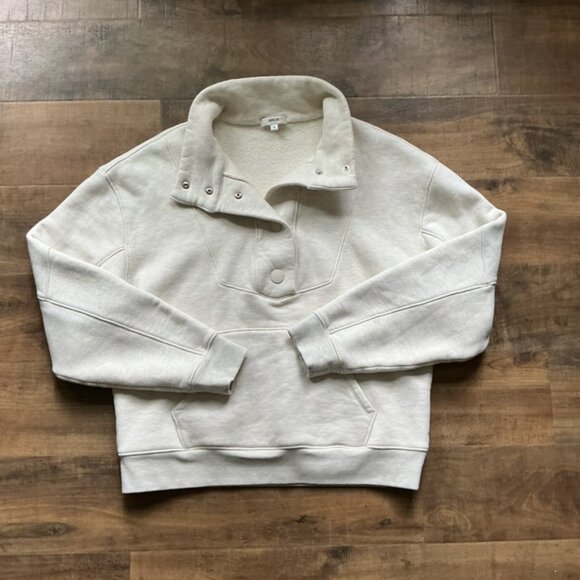 AGOLDE Snap Collar Pullover Sweatshirt Cream Fleece Lined Women’s Size Medium - Picture 1 of 6